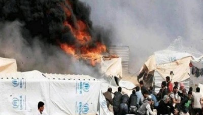 Death a girl and injury her father in a fire in Al-Sad camp in Al-Hasaka countryside