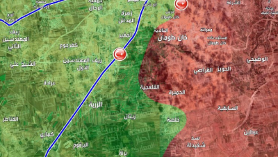 خريطة: توزع السيطرة في ريف حلب الجنوبي الغربي 