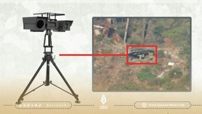 A quarter of a million dollars worth...The National Front destroys a Russian camera in Lattakia countryside