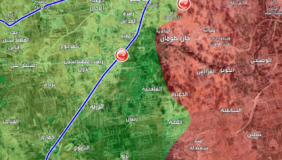 خريطة: توزع السيطرة في ريف حلب الجنوبي الغربي حتى تاريخ 04/02/2020