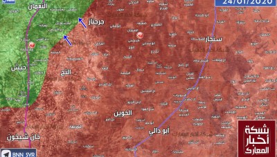 خريطة توضح محاور الهجوم الذي بدأه النظام على جبهة ريف إدلب الجنوبي