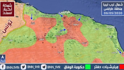 خريطة.. توزع السيطرة في منطقة طرابلس شمال غرب ليبيا 