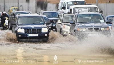 نتيجة السيول في العاصمة اللبنانية بيروت إغلاق الطرقات