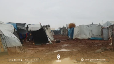 مياه الأمطار تتسبب بأضرار في 35 خيمة للنازحين شمالي غربي سوريا
