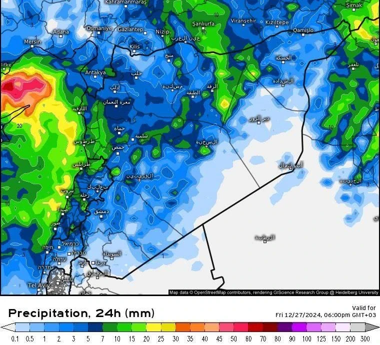 منخفض جوي يلامس السواحل السورية اليوم الجمعة ويشهد هطولات مطرية وثلوج على المرتفعات